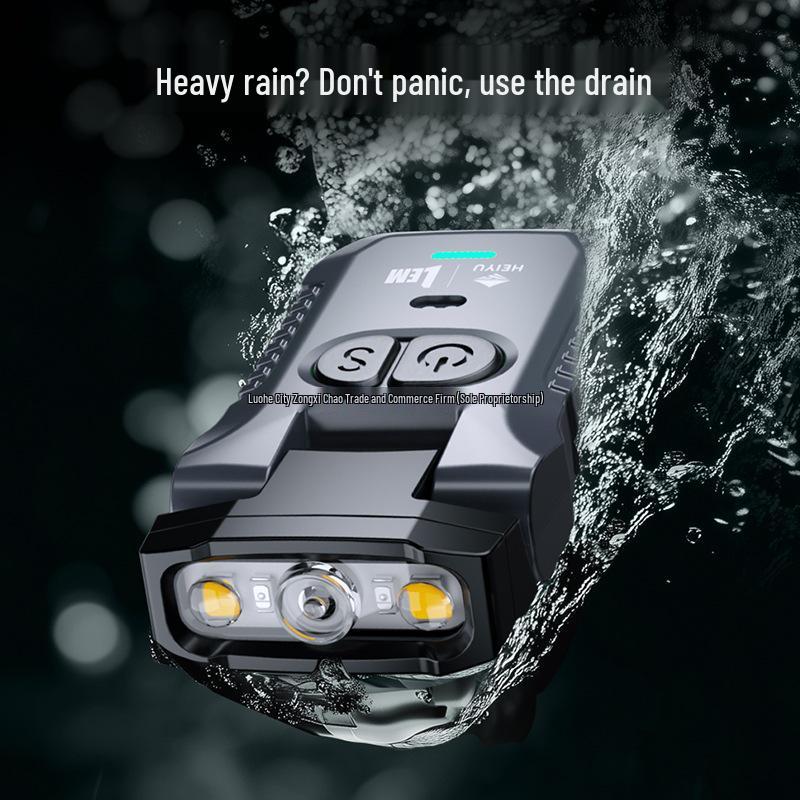 Black Island Rechargeable Super Bright 5-Light Fishing Headlamp with Long Battery Life and Induction Hat Clip