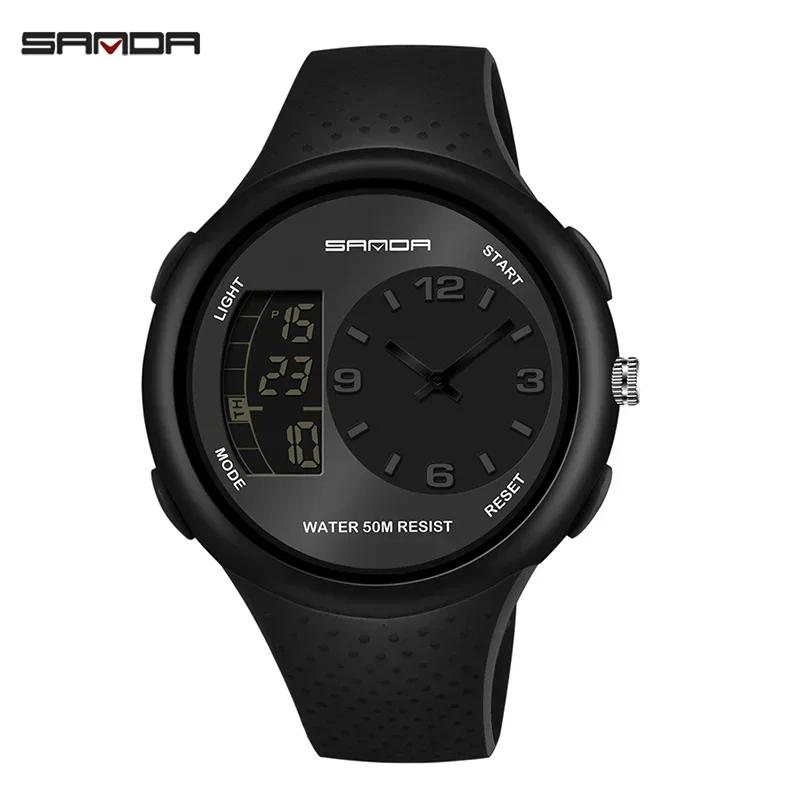 SANDA Digital Watch Men Military Army Sport Quartz Wristwatch Original Top Brand Luxury LED Waterproof Male Electronic Clock 763