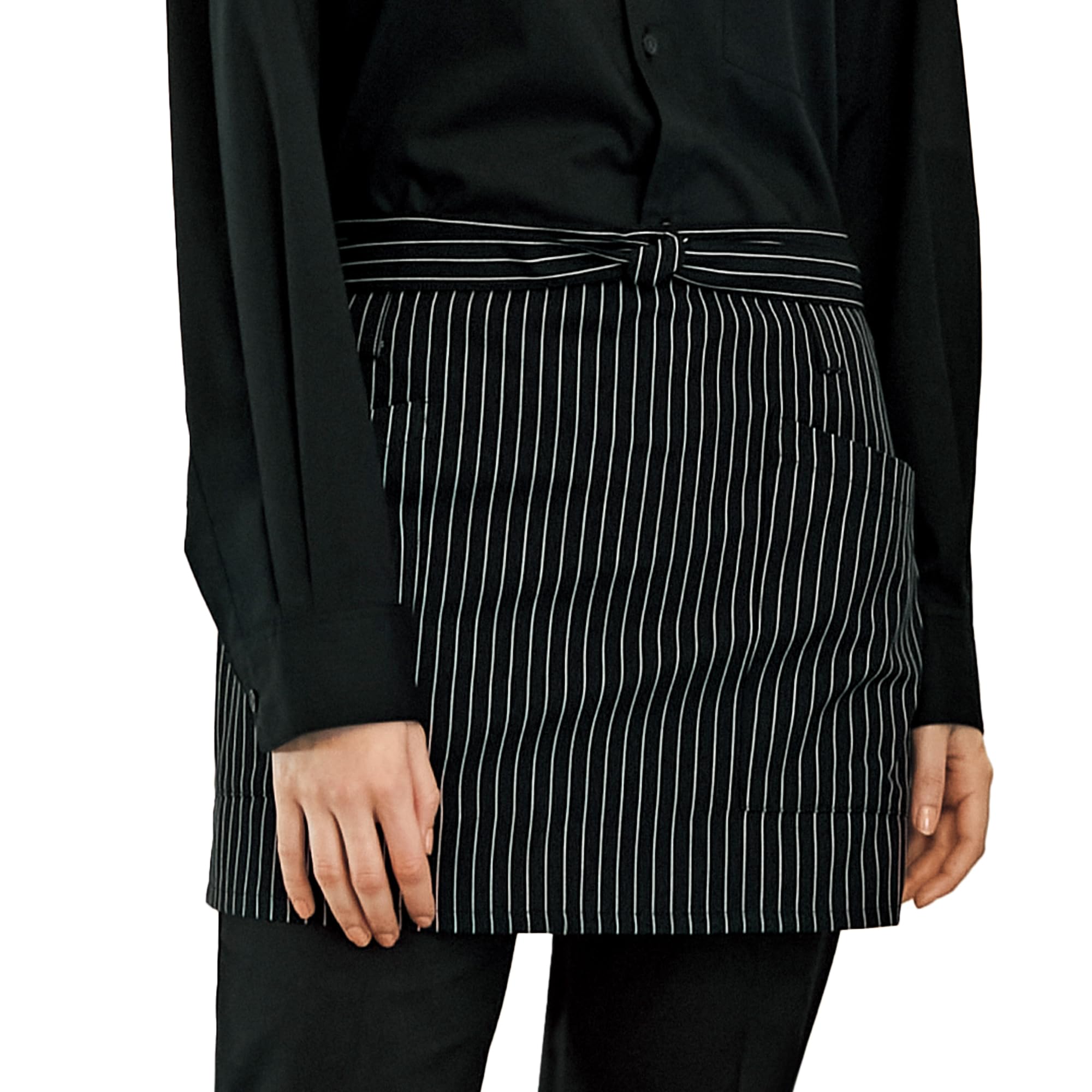 

Короткий фартук ниже талии Albe Короткий фартук ниже талии Полосатый Простой Карманы Столовая Кафе Ресторан Униформа T7933 Черный F [Albe] C-10