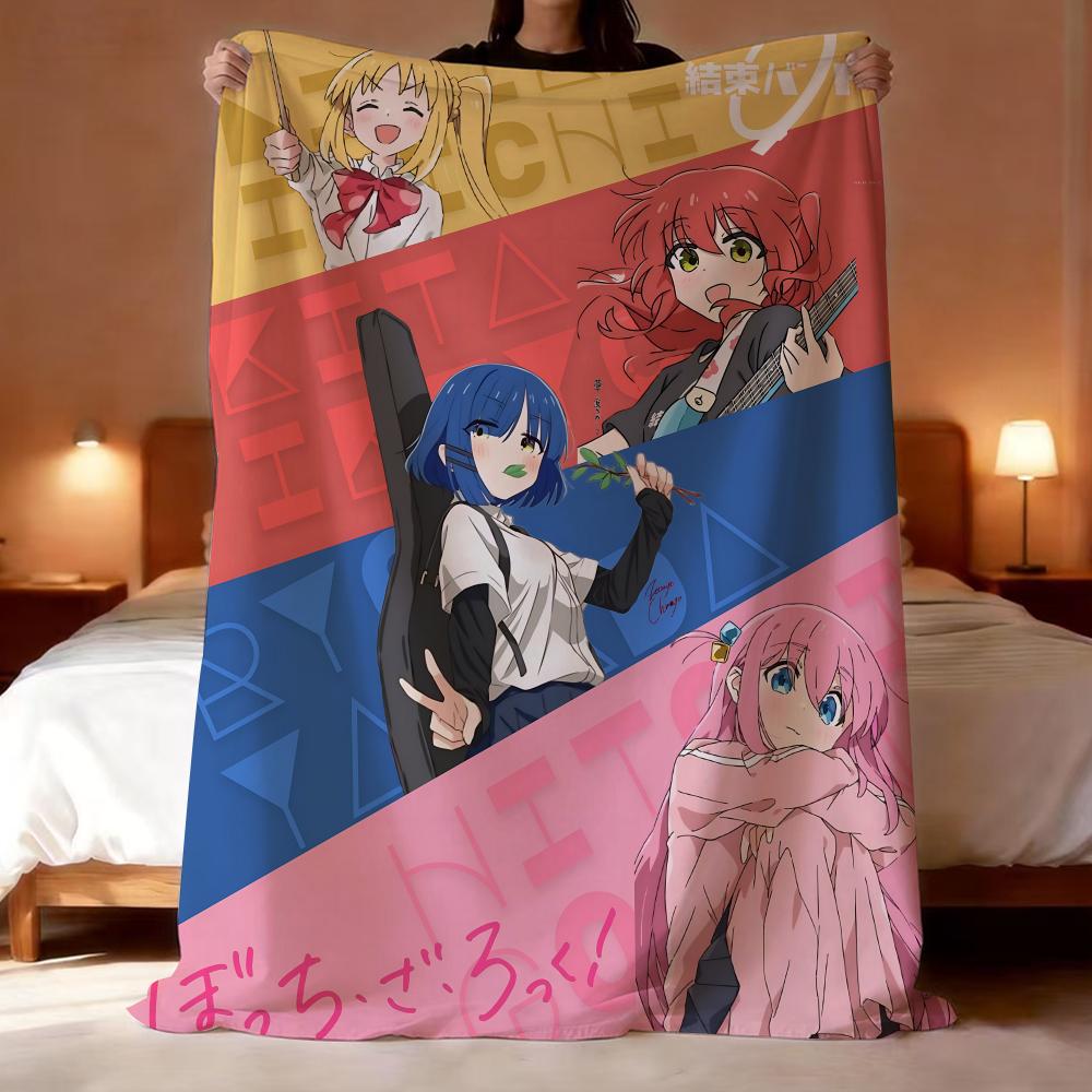 Anime Bocchi The Rock Throw Lightweight 240g Flannel Blanket Soft Skin-friendly for Summer Cooling 75X95CM
