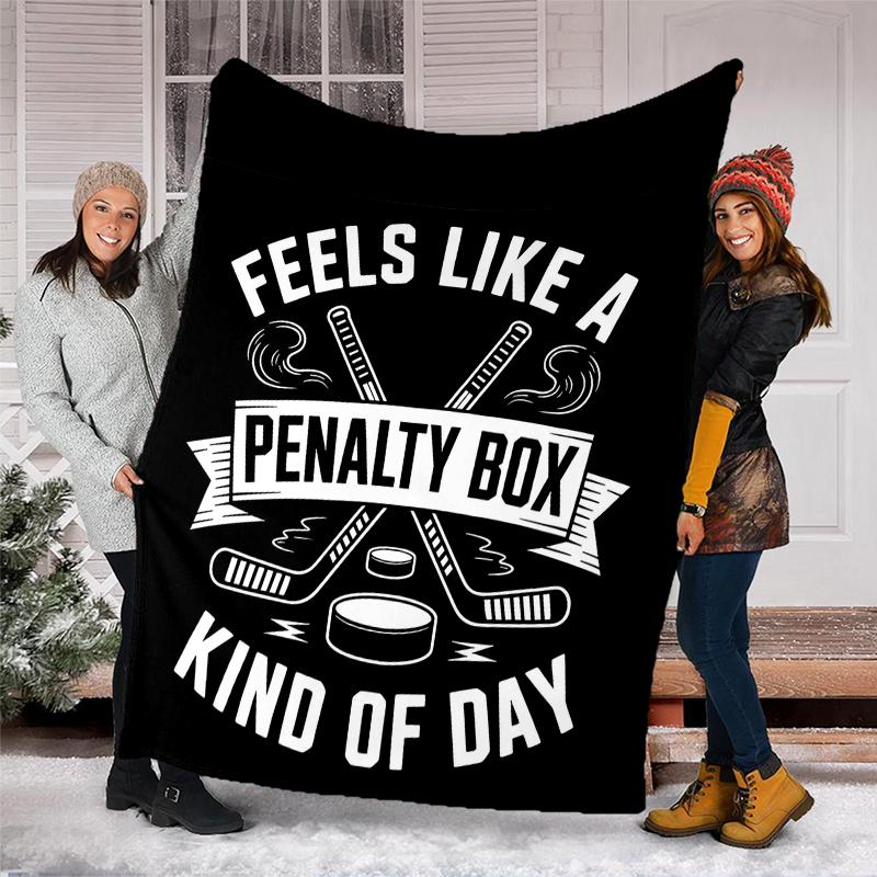 Ice Hockey Theme Printed Blanket - Perfect for Couch, Bed, Travel & Outdoor Use | Machine Washable, Cozy & Durable.
