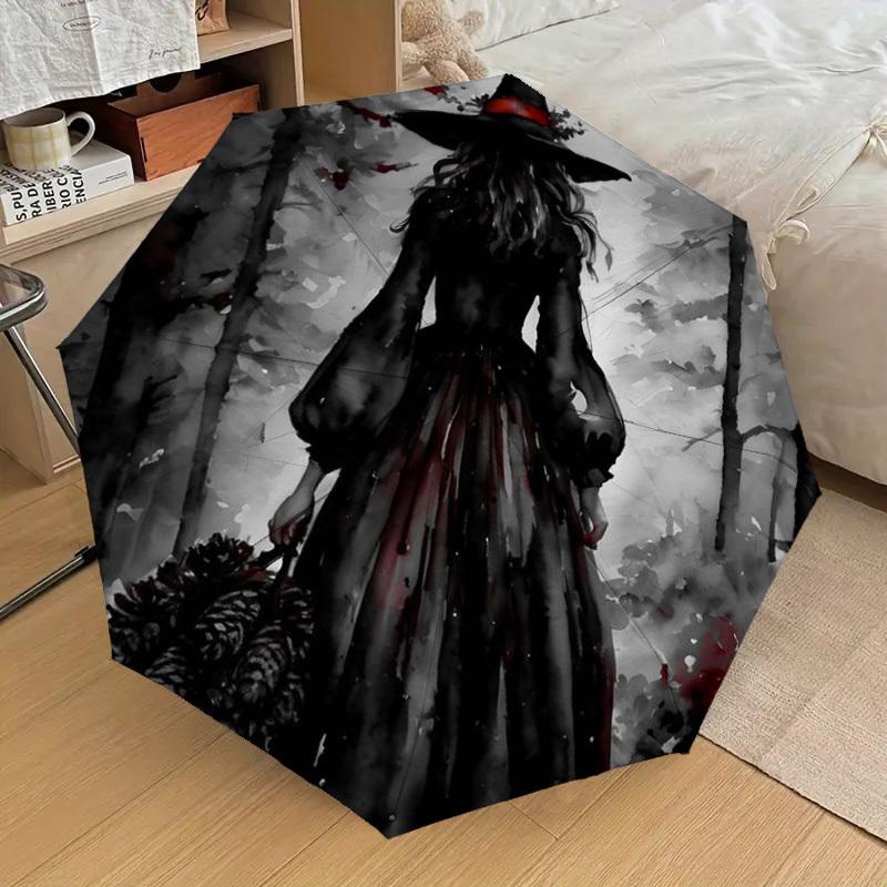 1pc Witch In the Forest Umbrella with Plastic Handle,Suitable for All Seasons Home Travel Outdoor UmbrellaDD961