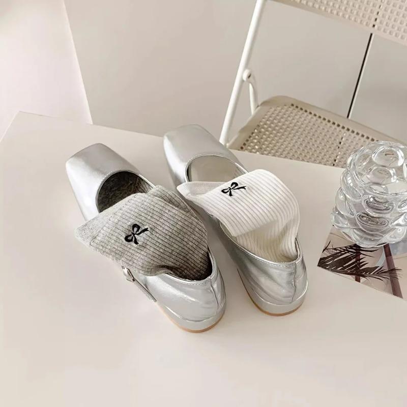 Women's bow tie mid tube socks summer thin mesh Korean version long tube socks pile up socks for girls ballet breathable socks