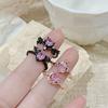 Dark Sweet Cool Pink Zircon Love Open Ring Punk Stacked Wear Personality Niche High Sense Girlfriend Ring Girl