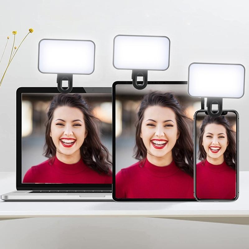 

Mini Selfie Fill Light Rechargeable 3 Color Modes Adjustable Brightness Clip On Mobile Phones Computers Pography Led Lights 1pcs