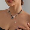 Dark Gothic Style Glass Crystal Pendant Necklaces for Women Girls Punk Creative CCB Beaded Choker Necklace Y2K Fashion Jewelry