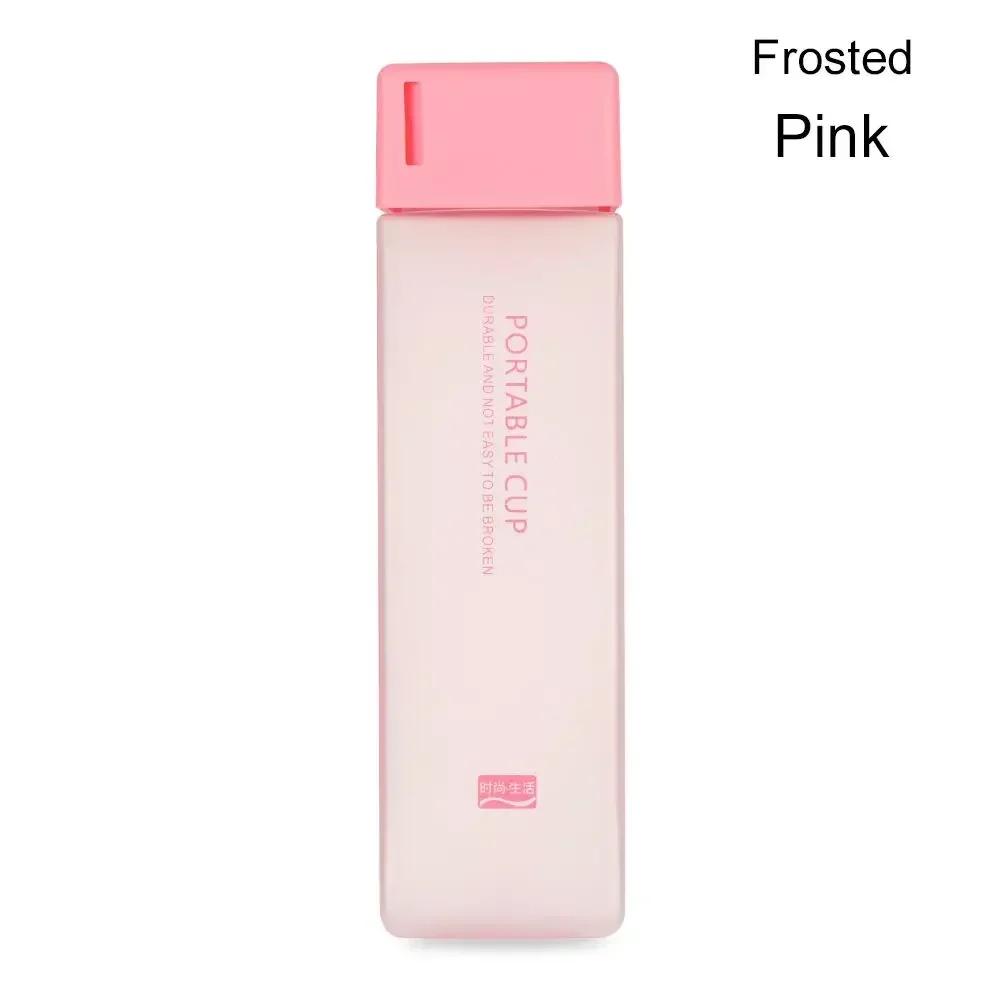 Square Water Bottle Plastic Clear Cup Leakproof Frosted Water Bottle Portable Drink Jug Practical PP Material Bottle with Straw