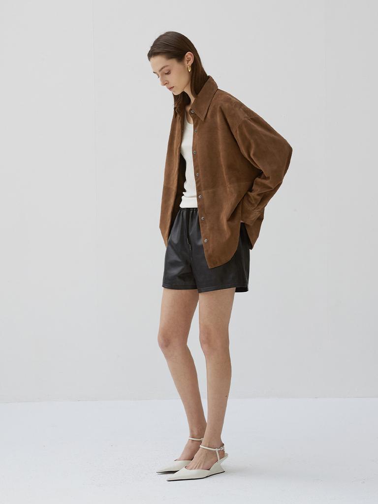 Verdemar Italian Suede Overfit Shirt Jk_Mocha Mousse