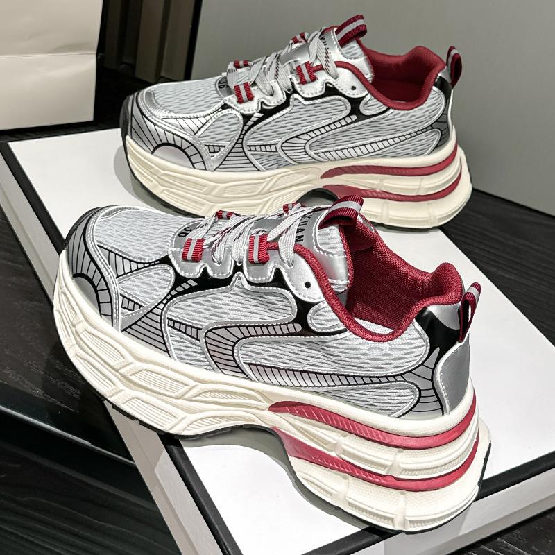 Paris platform dad shoes new spring and autumn breathable mesh heightening casual sports shoes single shoes