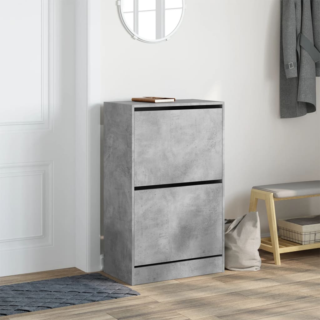 Shoe Cabinet Concrete Grey 60 X 34 X 96.5 Cm Particleboard