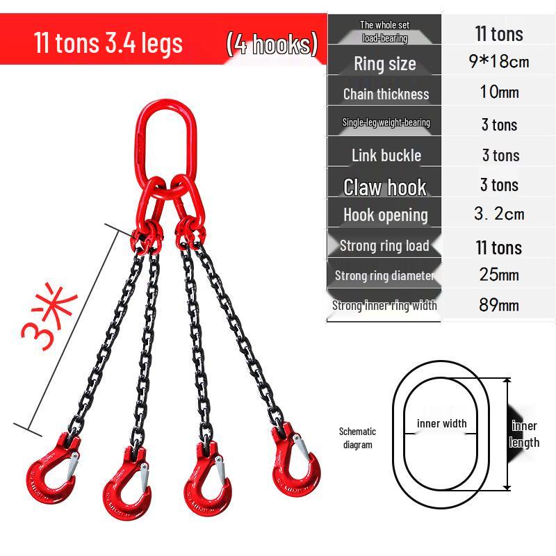 Complete Lifting Chain Sling with Hooks for Mining and Rigging