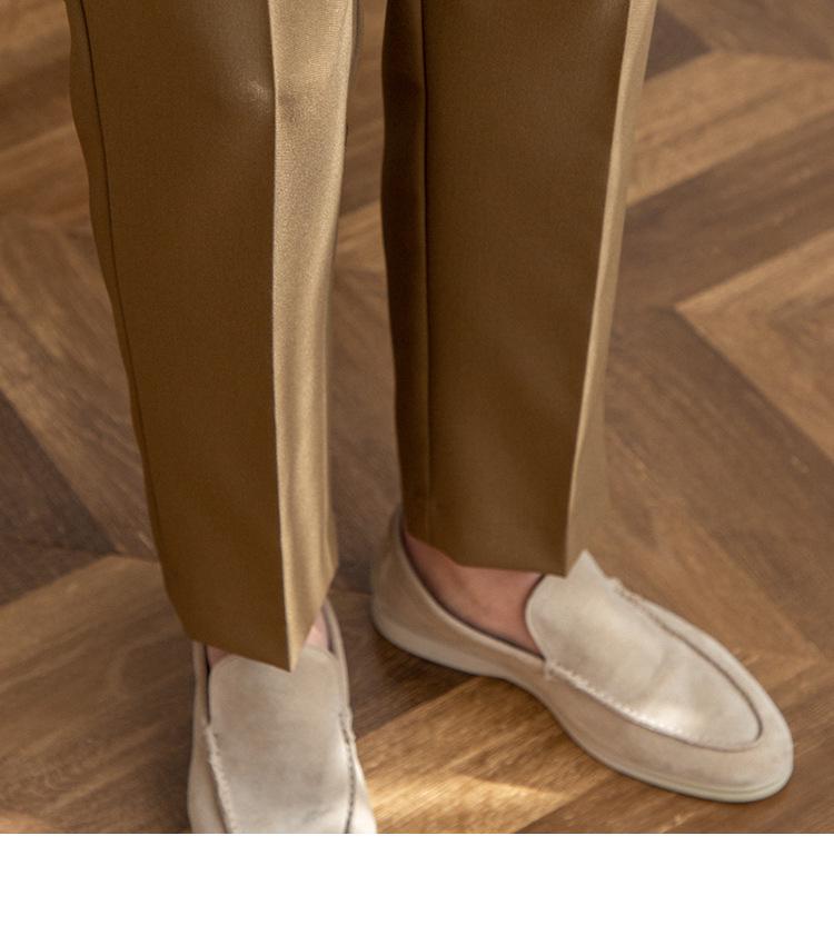 Men's Khaki Business Casual High-Waist Straight-Leg Trousers