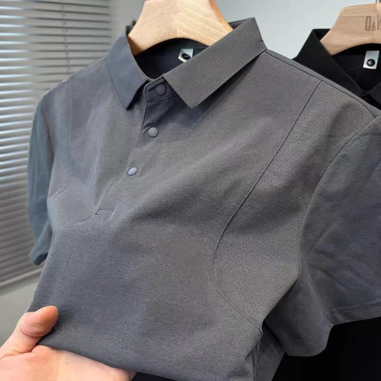 Summer Thin Men'S Quick-Drying Polo Short Sleeve Sweat-Absorbing Breathable Mesh Solid Color Versatile Half-Sleeve T-Shirt Top