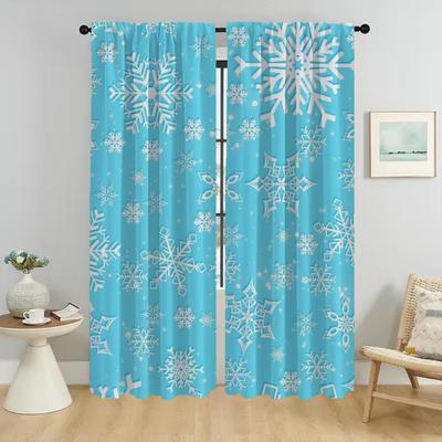 Cortinas de dibujos animados con sombra de copo de nieve Cortinas para habitación infantil Cortinas para interior del hogar para ventana de cámara Cortina de tul para dormitorio Partición Sala de estar