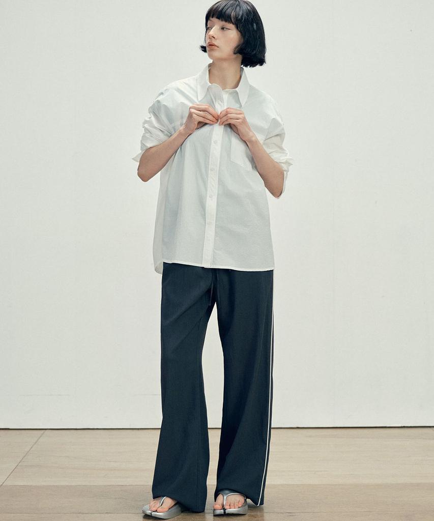 MALOUPE 4121 Summer Nylon Oversized Shirt (White)