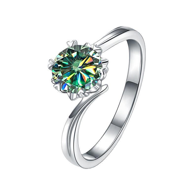 

Bague Ringen, настоящие 1 CT D цвет, обручальные кольца с муассанитом для женщин, стерлинговое серебро 925 пробы, сверкающее ювелирное изделие для помолвки и вечеринки 9 синий/зелёный