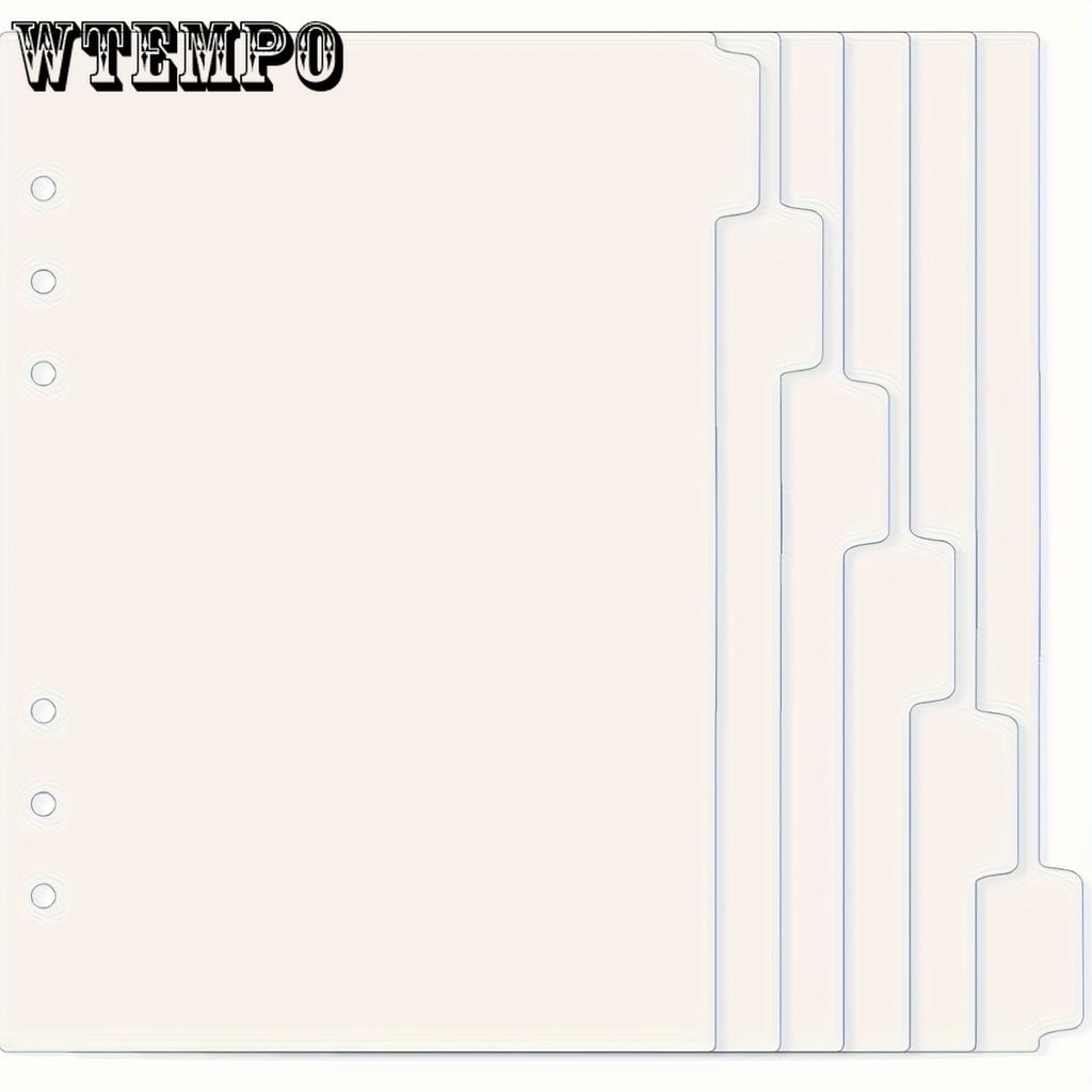 6pcs A5 Binder Dividers Planner Insets 6 Tabs Clear Acrylic Index Divider Refillable Page Protectors for 6 Ring Binder Notebook (A5)