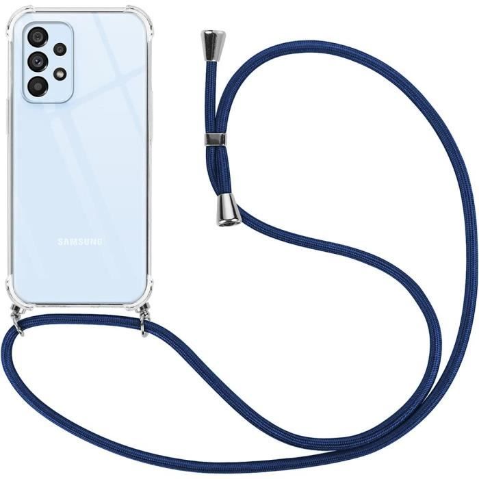 Protective Case - BOOLING - for Samsung Galaxy A13 - Transparent - Anti-scratch - Navy Blue Lanyard
