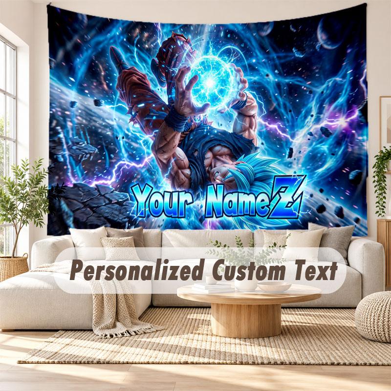 Custom Name Wall Hanging Tapestry,Dragon Ball Decorative Backdrop Tapestry For Dorm Home