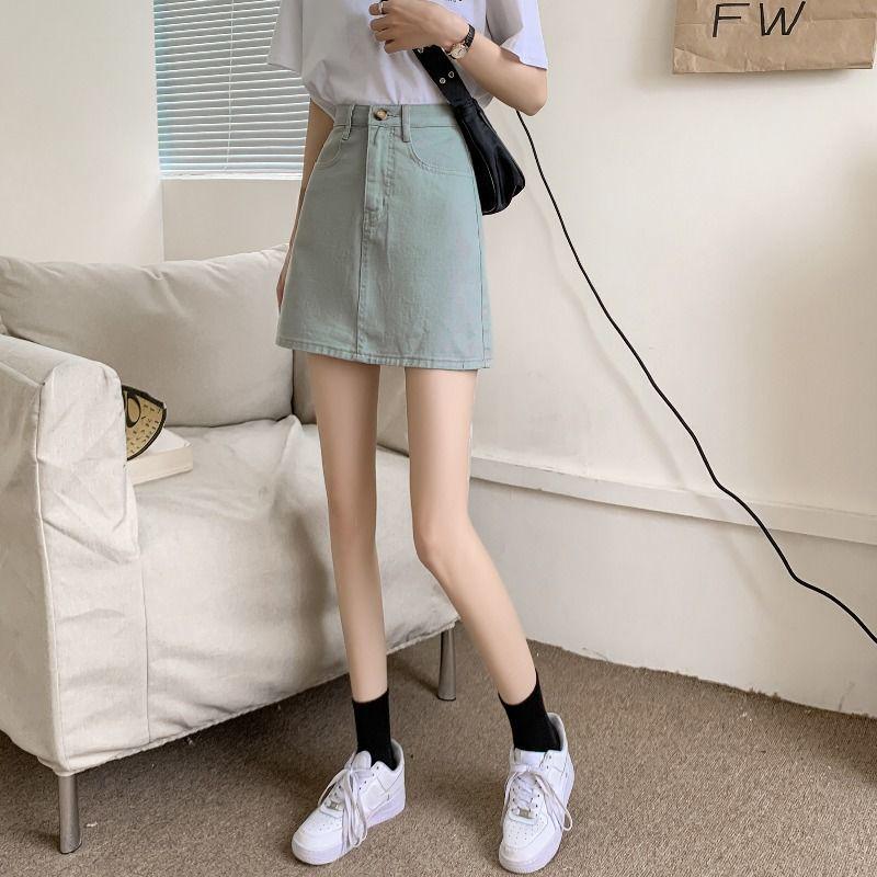 Summer High Waist A-line Denim Skirt for Women – Trendy Retro Style