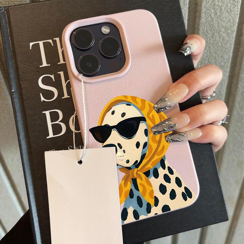 Black Spotted Scarf With Puppy Pattern Phone Case For Iphone 17 16 15 14 13 12 11 17 Pro Max16E Plus Vintage Floral Soft Cover