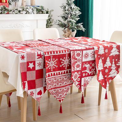 33*180cm Christmas Table Dinner Decoration Table Flags Party Linen Print Tablecloths Festive Atmosphere Venue Layout Restaurant