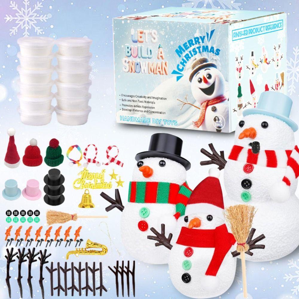With Carrot Noses Clay DIY Snowman Kit Hands-on Ability Mini Snowman Craft Kit  Christmas