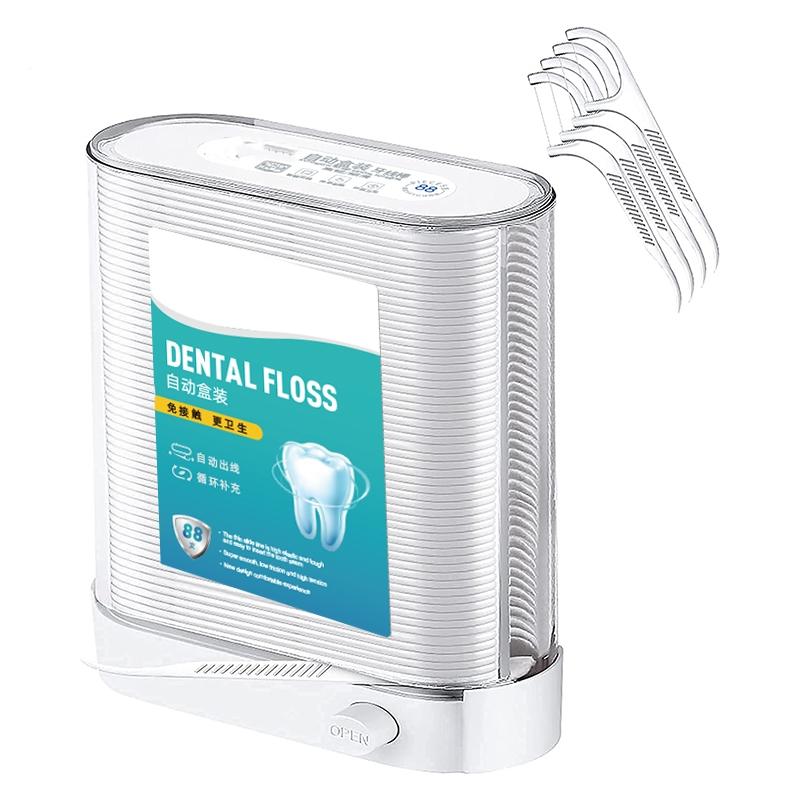 

Portable Dental Floss Pick Dispenser Pop-Up Automatic Holder with 88 Count Dental Floss Sticks Storage Box Toothpicks Oral Care белый