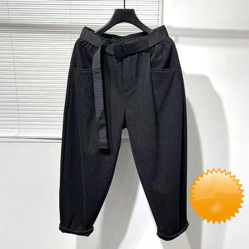 Pantaloni da lavoro da donna autunnali e invernali retrò semplici in velluto larghi a righe casual harem