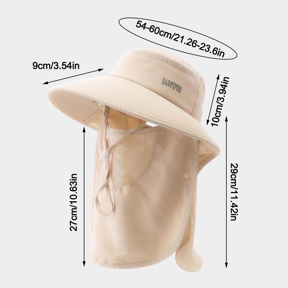 Neuer UV-Schutz Damen Sonnenhut Breiter Rand Verstellbar All-in-One Sonnenhut mit Gesichtsmaske Wanderhut