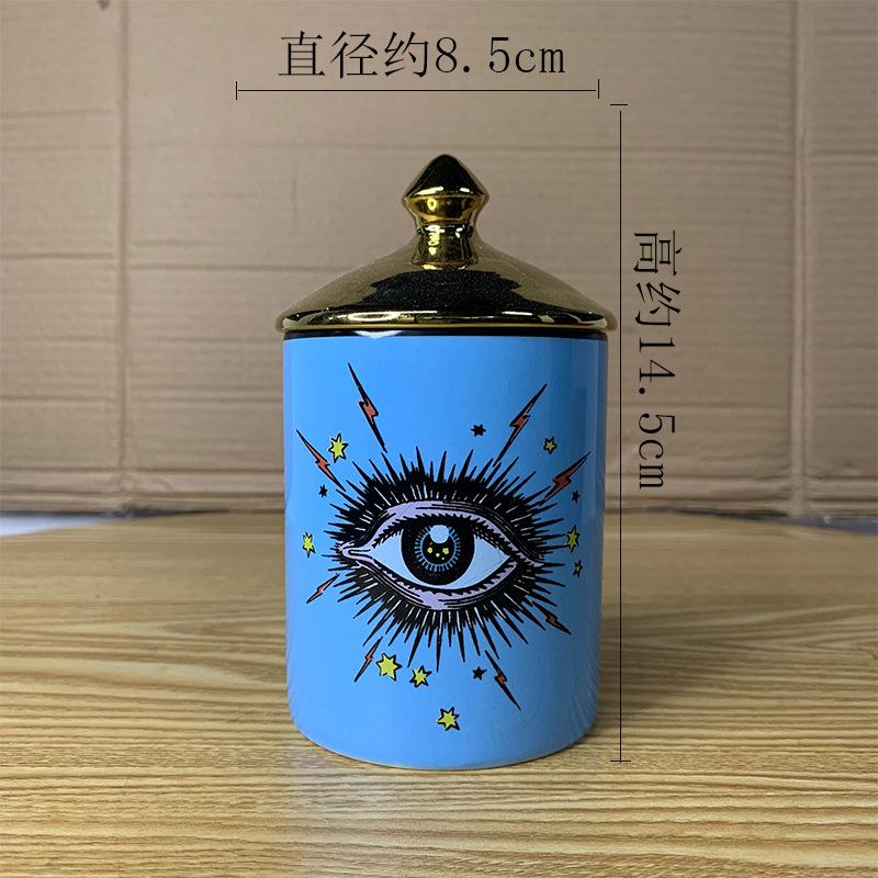 Abstract Eye Ceramic Cup Creative Abstract Coffee Cup with Lid Tableware Aromatherapy Candle Cup Candy Bottle Home Decoration