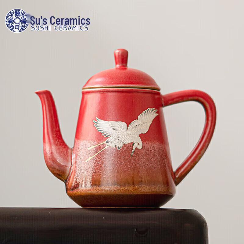 Sushis Guochao Palace Red Ceramic Teapot