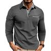 Camisa Polo de Manga Larga con Ribete a Cuadros, Elegante Top Casual para Hombre