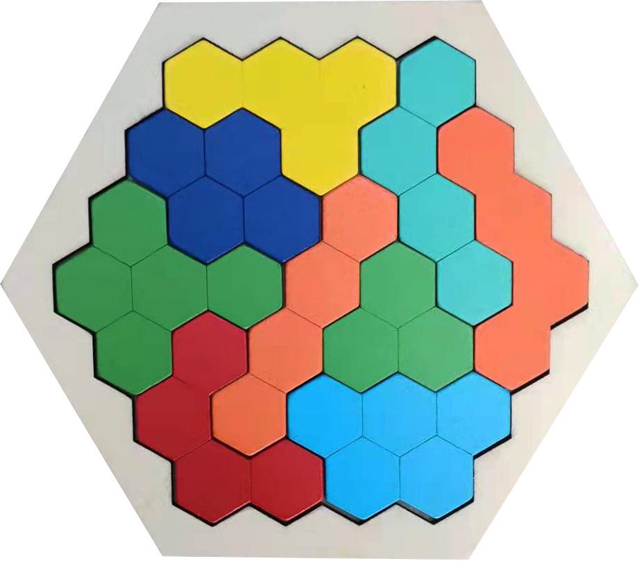 Hexagonal Wooden Geometric Puzzle Blocks for Kids 