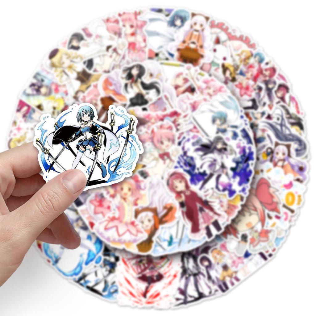 50-Piece Waterproof Puella Magi Madoka Magica Stickers for Suitcases, Phones, and Water Bottles