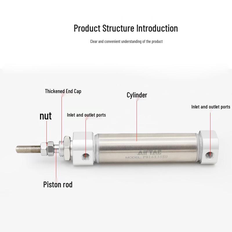 AirTAC Mini Pen-Type Pneumatic Cylinder PB16/10/12/16*10X15X20X50X75SUX100