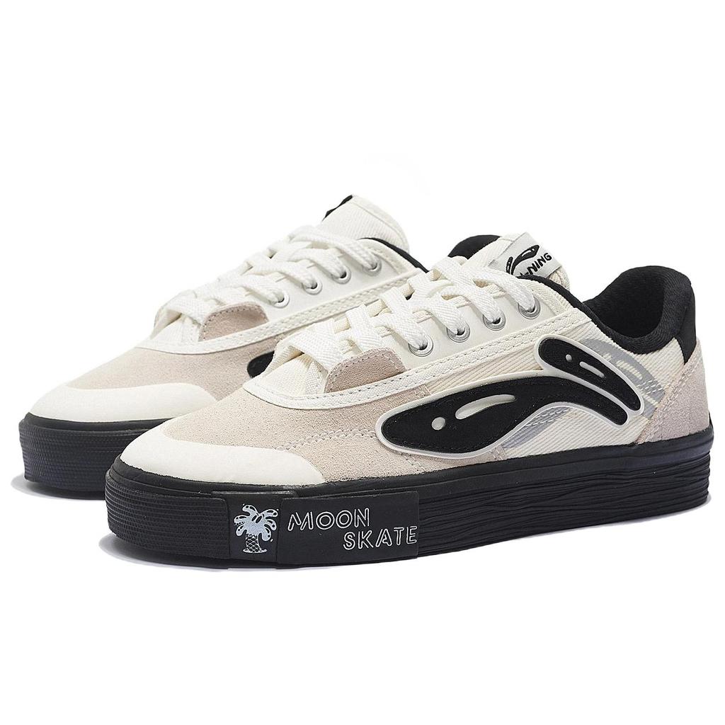 New Steven Harrington x LiNing Slip Resistant Cushioning Abrasion Resistant Low Top Skateboard Shoes Women's White Black AECS072-2