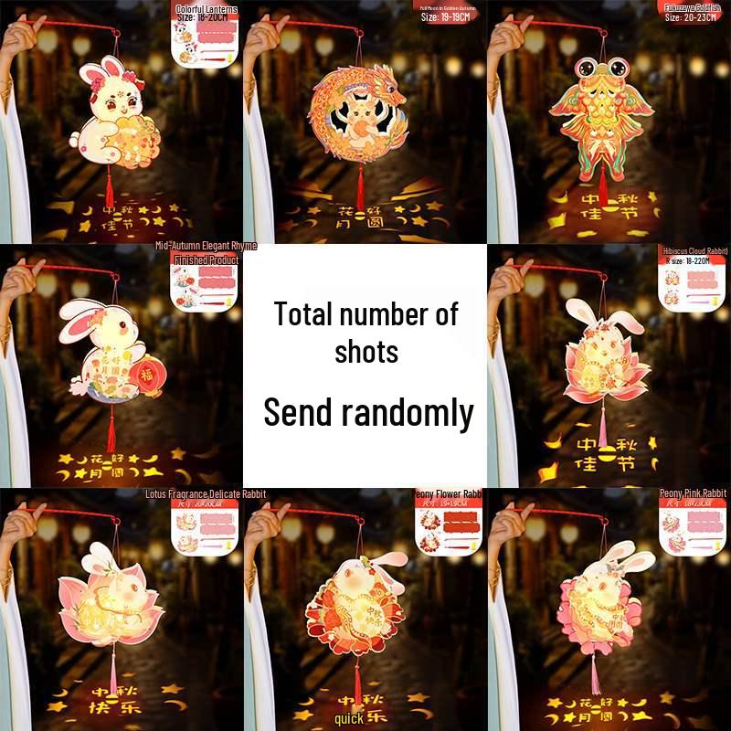Handmade DIY Children's Palace Lantern - Luminous Rabbit Flower Design for 2025 Mid-Autumn Festival