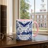 Yousheng USA 250th Anniversary Blue Mug, Patriotic Ceramic Coffee Cup with Eagle Flag Design, Independence Day Gift for Veterans Men Women