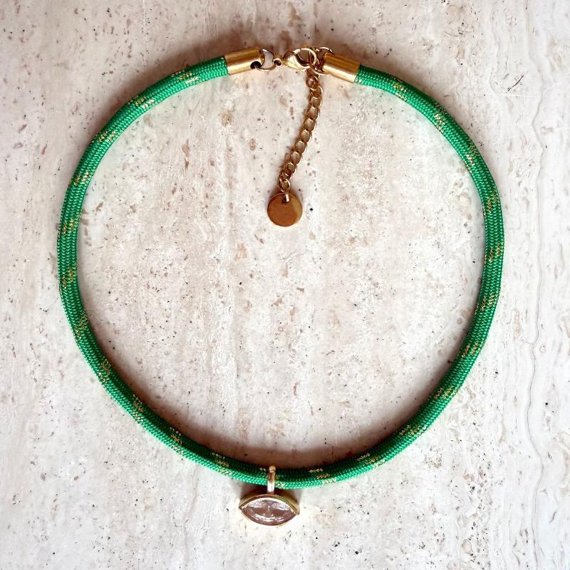 Boho Colorful Rope Chain Adjustable Zircon Necklace Women Minimalist Gold Plated Zircon Pendant Choker Fashion Jewelry Gift