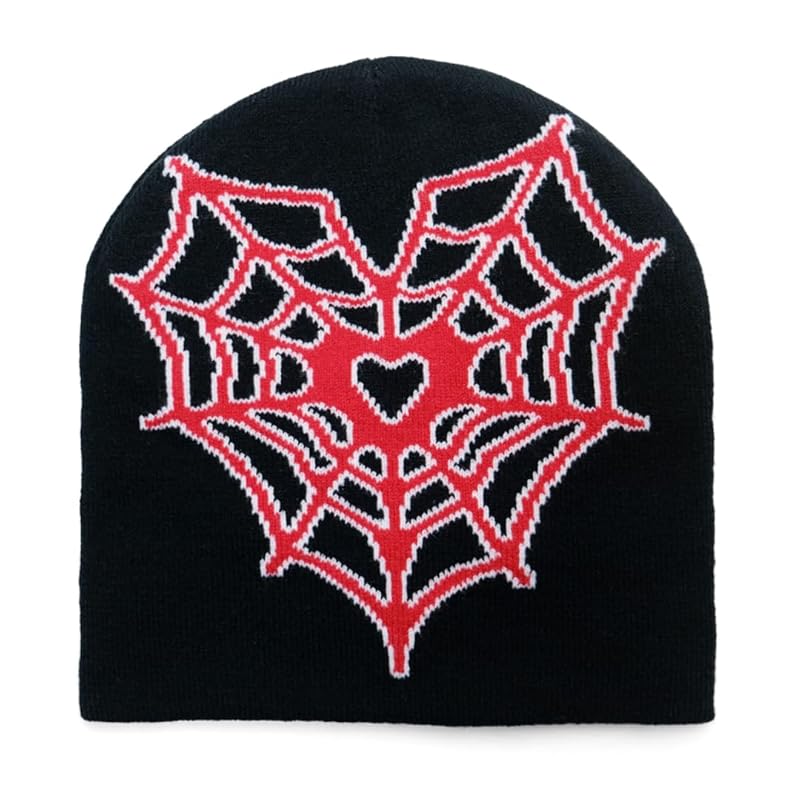 

[NAMEOF] spider web jacquard beanie knit hat hat watch cap Y2K 00s sporty grunge fashion South Korea street fairy grunge unisex men s ladies (JP,