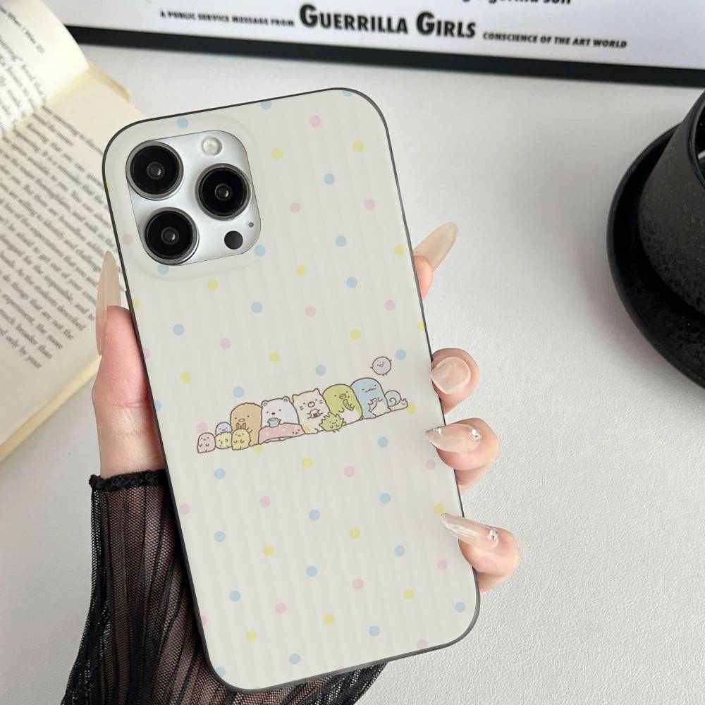 Cartoon S-sumikko Gurashi For IPhone 17 16 15 11 12 13 14 Pro Max Plus Pro Corrugated Translucent Back Phone Cover