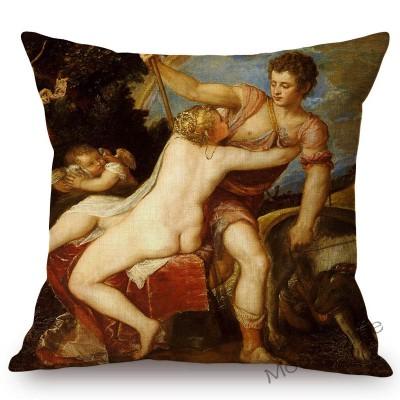 Neoclassic Italian Renaissance Titian Christian Bible Theme Painting Venus Home Decor Sofa Pillow Case Vintage Art Cushion Cover