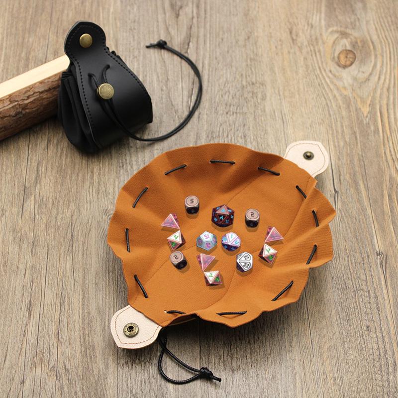 Dice Storage Bag Decorative Tray ,Gifts Dice Bag Tray with Drawstring and Button  for Dices Jewelry Coin
