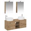 5 Piece Bathroom Furniture Set Artisan Oak Engineered Wood and Glass