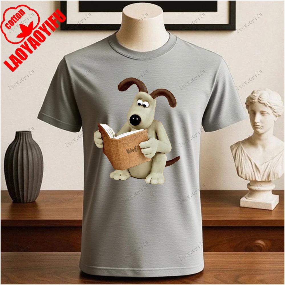 Wallace i Gromit Drukowane T-shirty Bluzki Kreskówka i Anime Drukowany T-shirt Lato Bawełna Casual Oddychające Camisetas T-shirty