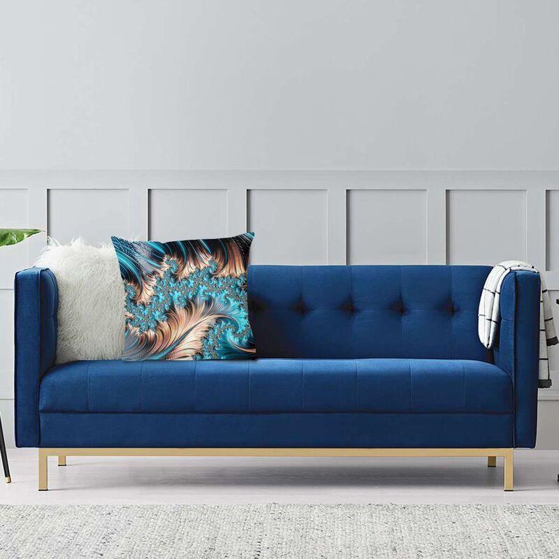 Turquoise Gems Geometric Art Cushion Cover 45X45Cm Home Decor 3D Print Elegant Copper And Teal Fractal Four Throw Pillow Case