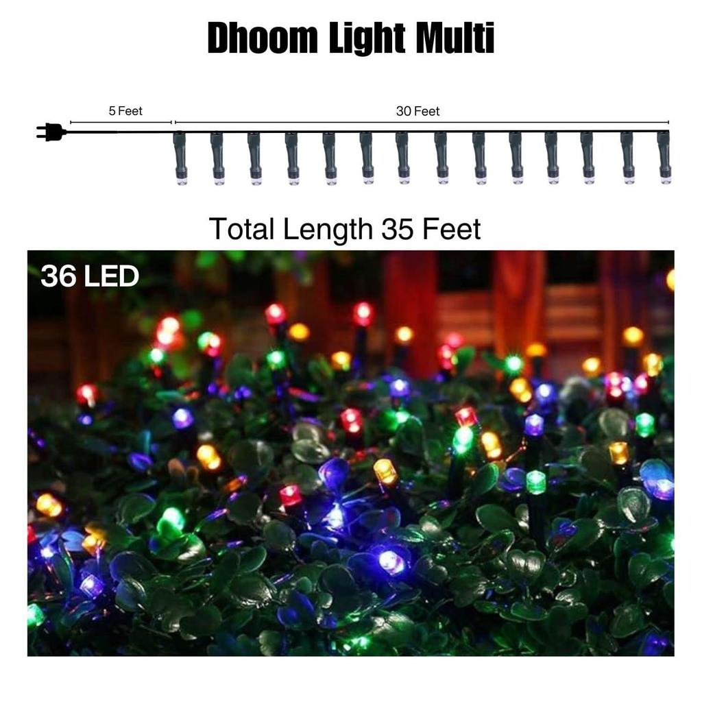 36 Ft Multicolor LED Pixel String Lights – 360° Copper Wire Fairy Lights for Diwali, Christmas, Wedding, Party & Home Décor