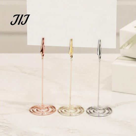 Gold Place Card Holders Metal Holder with Spiral Base, Table Numbers Display Decorative Memo Photo Rack, Desktop Clip Stand for Weddings And