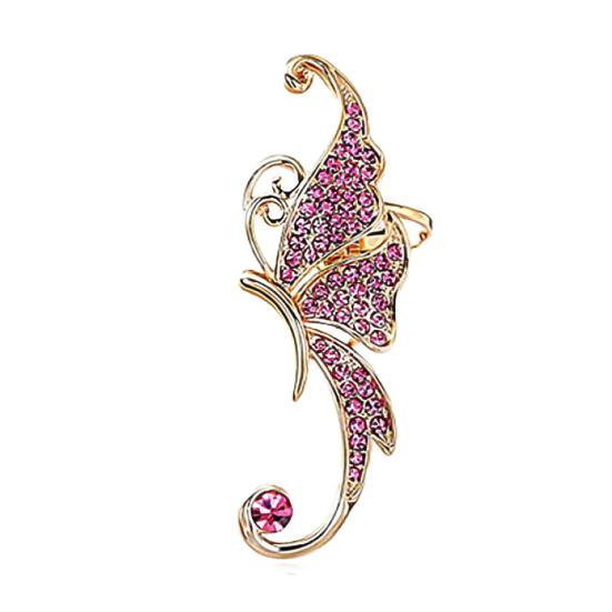 1Pc Ear Cuff Clamp Fine Workmanship Anti Rust Jewelry Rhinestone Butterfly Wing Ear Cuff Clip Earring for Club